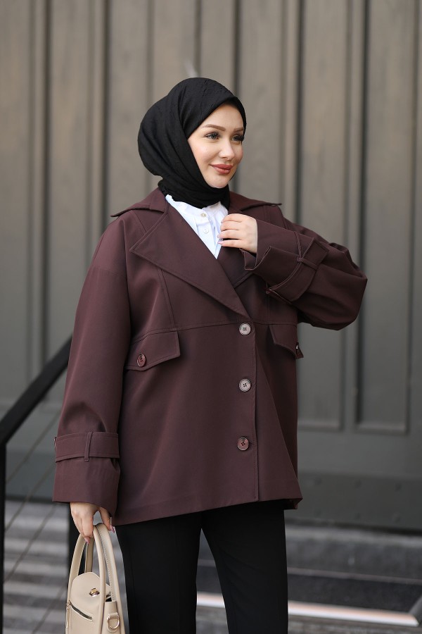 Oversize Trenckot Bordo